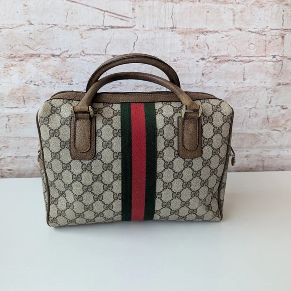 Gucci Beige and Green Satchel Bag - Picture 8 of 16